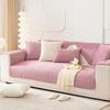 Solid Color Velvet Quilted Couch Cover for Living Room Winter Warm Plush Sofa Towel Anti-slip Sofa Cover Embroidery Slipcovers