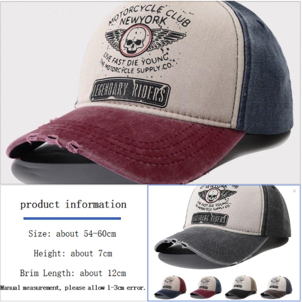 Bones Snapback Hats Washed Cotton Sun Visors Fashion Punk Motorcycle Cap for Men Women