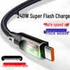 Автомобильный кабель Super Flash Charge 240 Вт, 6 А, Type-C - Совместим с Apple, Huawei, Vivo, Oppo, Xiaomi