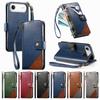 Color Blocking Luxury Magnetic Cards Solt Wallet Leather Phone Case for iPhone 17 Pro Max 16 Plus 15 14 17 Air Strap Flip Cover