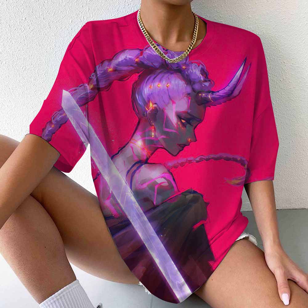 Huntrix Ramyeon Kpop Hunter T-shirt Party Casual T-shirt Women's Loose Breathable Street Wear Fashion Couple Top