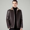 Fur-in-one Leather Jacket for Middle-aged and Elderly Men, Plus Velvet and Thickened Leather Jacket, Winter Genuine Leather Daddy Lapel Jacket