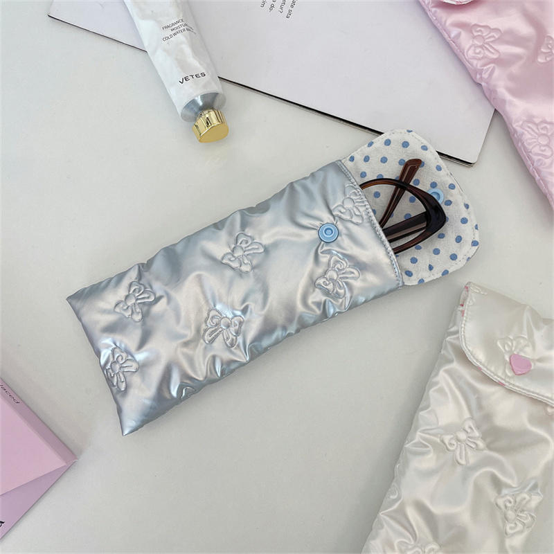 Портативный чехол для очков с бантиком и сердечком, чехол для очков для чтения, мягкий дорожный чехол от царапин для солнцезащитных очков для женщин и мужчин