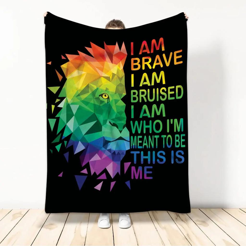 Throw Blankets LGBT Gay Pride Lesbian Rainbow Flannel Blanket for Couch Sofa Blankets Large Bedding Gifts for Christmas New Year