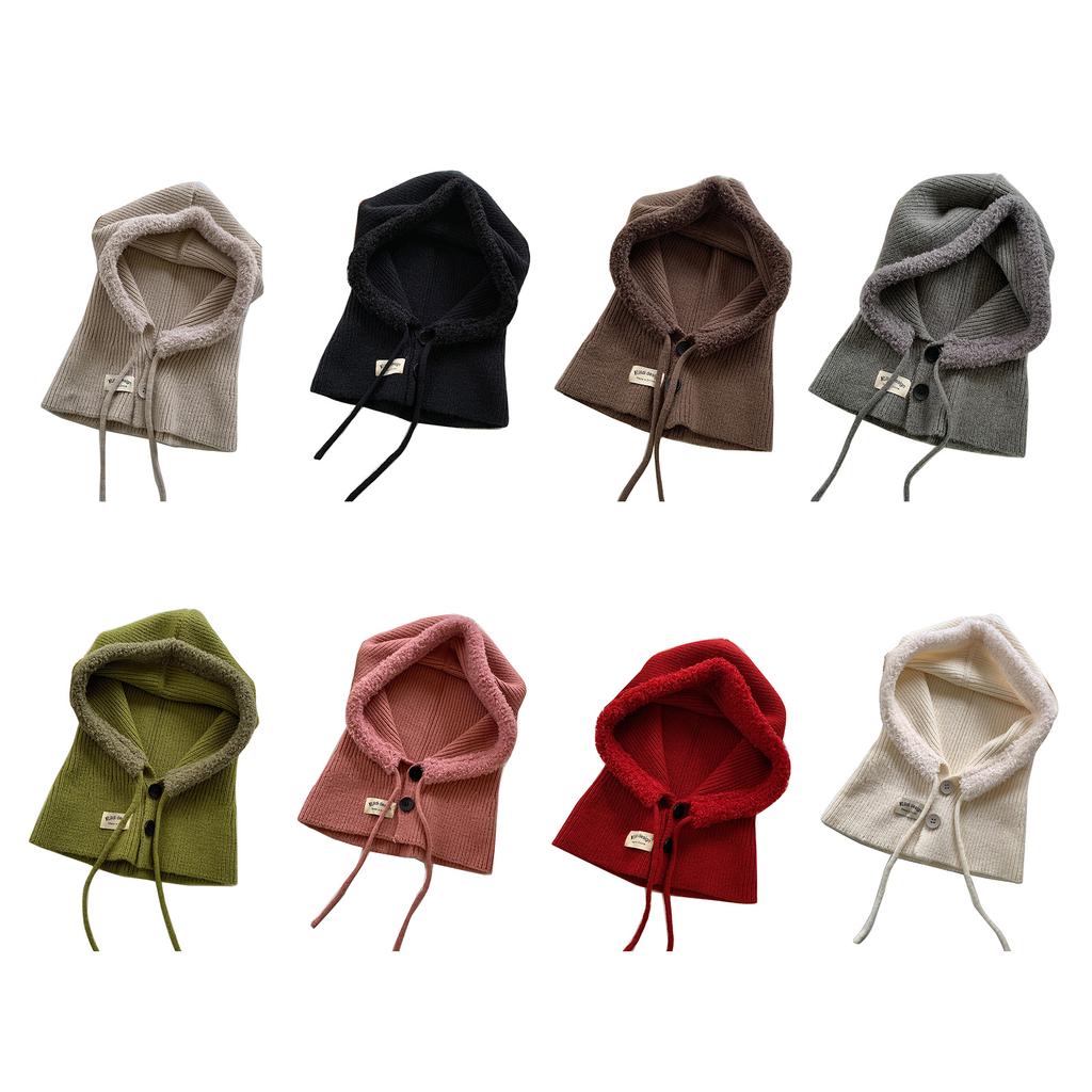 Мягкая Теплая Балаклава Шапка Вязаный Капюшон Шарф Шапка для Лыж Пеших Прогулок Универсальная Женская Ветрозащитная Шаль-Шапка с Защитой Шеи