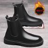 Men's Autumn Chelsea Boots Solid Color Black Retro Motorcycle Ankle Boots for Men Outdoor High Top Casual Shoe Botas Para Hombre