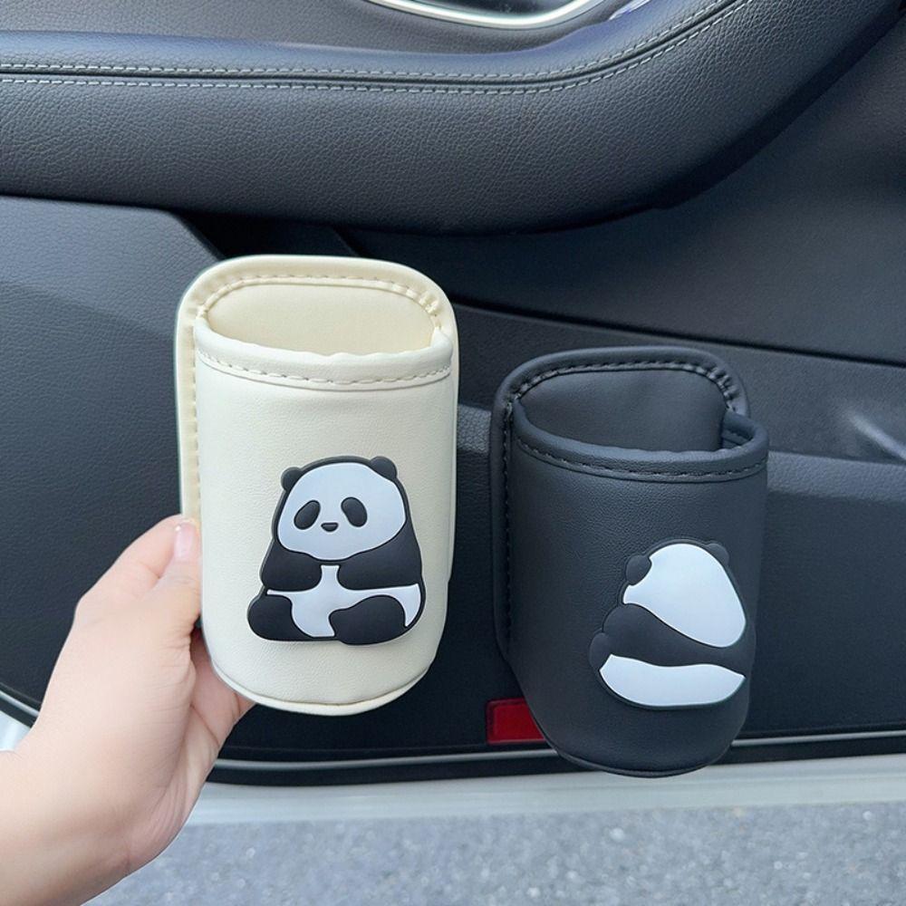 PU Leather Car Beverage Rack Panda Cup Stand Portable Car Cup Holder Car Interior Accessories
