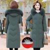 Пуховик для мамы женский средней длины зимний новый стиль для людей среднего и пожилого возраста большой размер до колена утолщенный