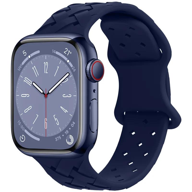 Ремешок для Apple Watch Band Ultra 49 мм 44 мм 40 мм 45 мм 41 мм 38 мм 42 мм Спортивный силиконовый плетеный браслет-петля IWatch Серии 8 7 6 3