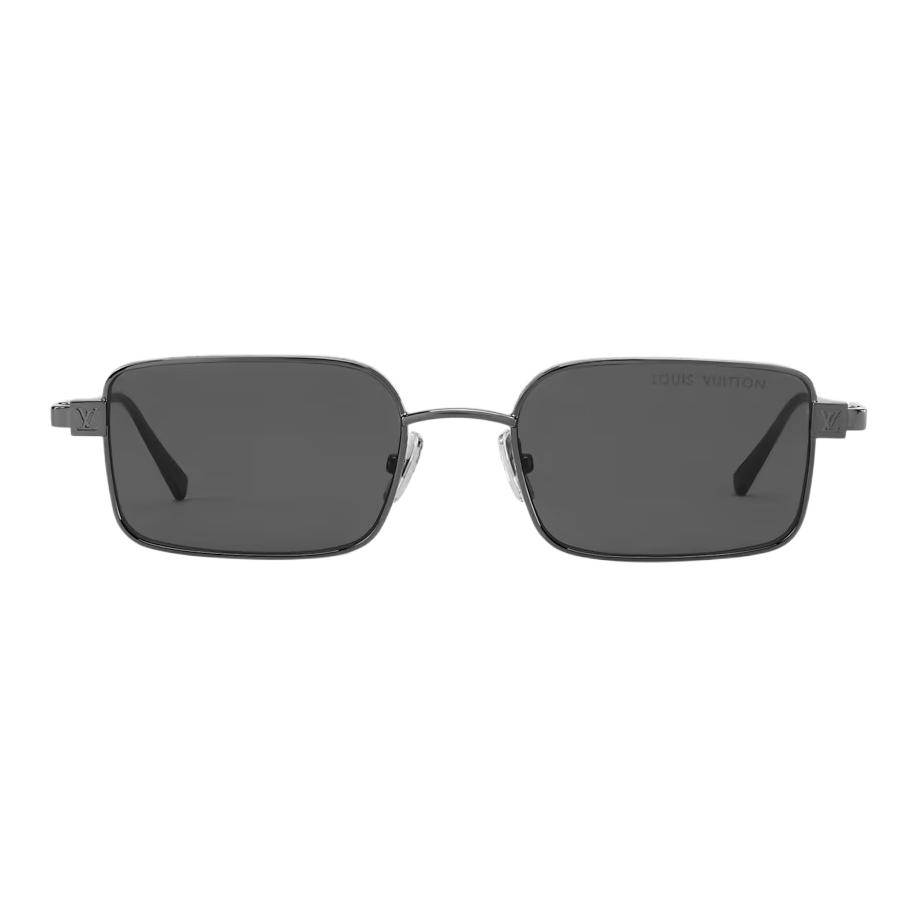 Louis Vuitton Letter Engraved Metal Square Sunglasses Men sunglasses Black Z3281U