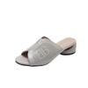 Summer Slipper for Women Gold Elegant Low Heels Slipper Silver Soft Leather High-Heeled Sandals Casual Shoes Size 35--43