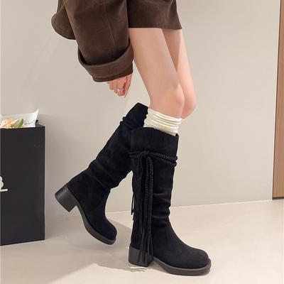 Бежевые ботильоны на высоком каблуке женские осенне-зимние ботинки 2025 новые популярные высокие съемные двухвариантные тонкие ботинки