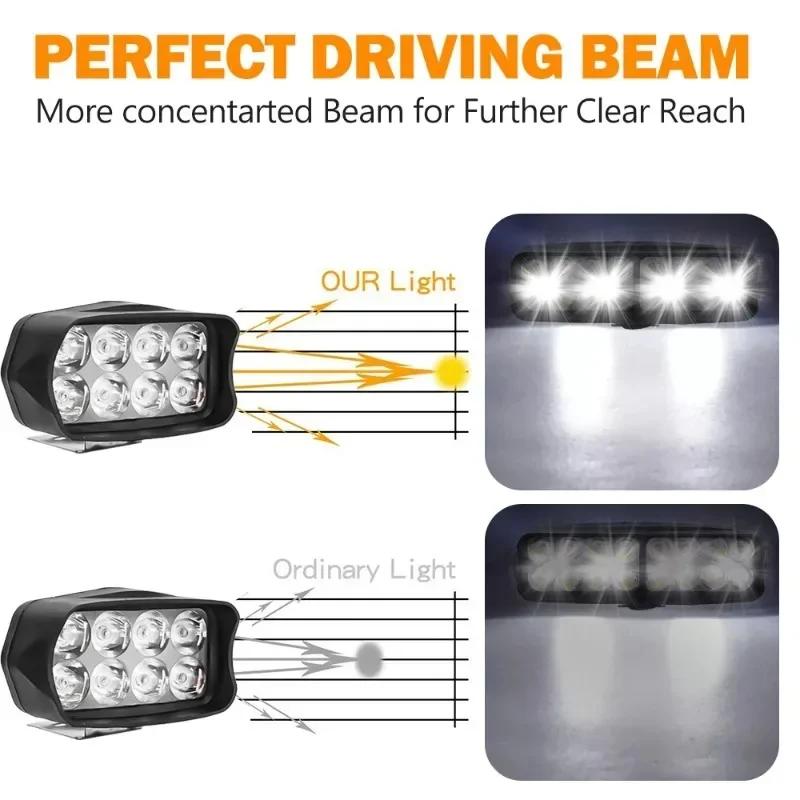 8/12/16 светодиодных рабочих фар для автомобиля 12 В, универсальные фары для внедорожников, грузовиков, модифицированные фары для мотоциклов, противотуманные фары, лампы DRL