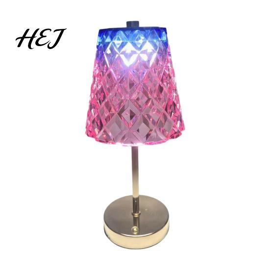 Small Portable Mood Light Touch Control Metal Cordless Table Lamp, 3-Color Dimmable Bedside Night with Decorative Diamond Cut Lamp Faux Crystal