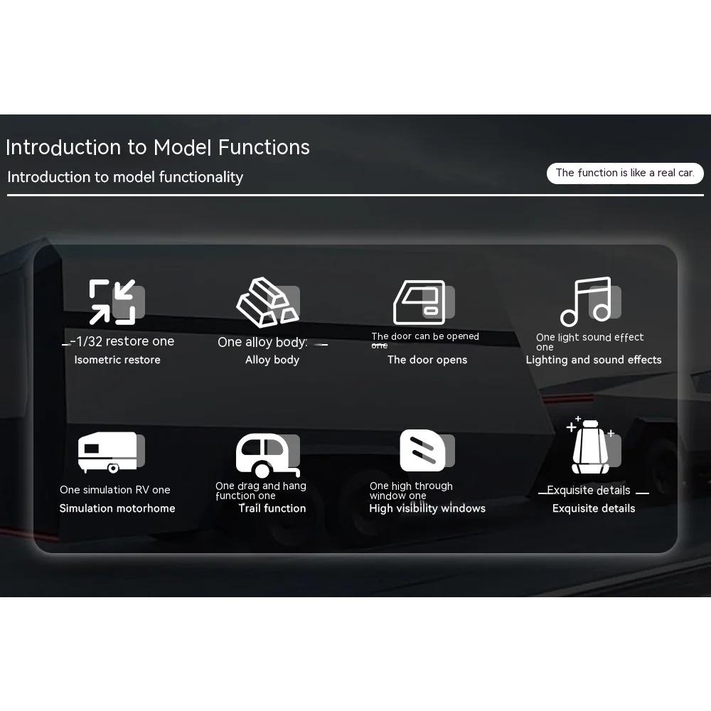 Игрушечные грузовики TESLA в масштабе 1/32 для мальчиков, модель пикапа Cybertruck, литые металлические игрушечные машинки со звуком и светом для детей в возрасте 3 лет