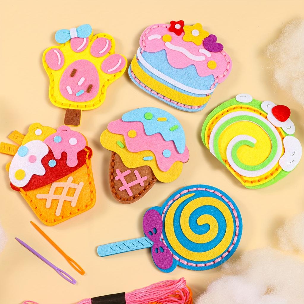 6 шт. Набор для шитья десертов и тортов DIY, Милый кулон-кошелек, Сумка из фетра для рукоделия, Подарок на день рождения для девочек, Творческие поделки