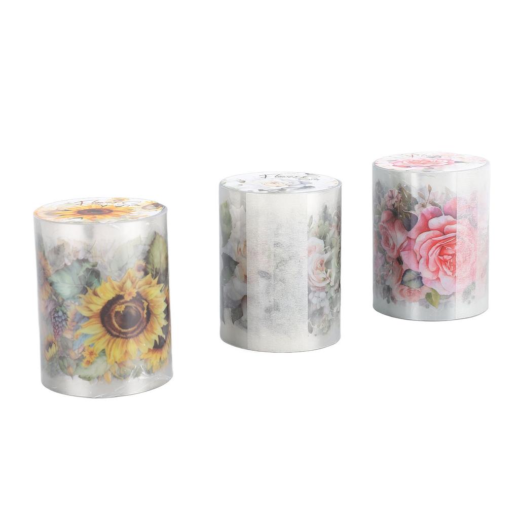 3 рулона ПЭТ-ленты васи, водостойкие, цветные, самодельные, для дизайна ногтей, принадлежности для скрапбукинга, цветы, растения, декоративные