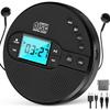Greadio Portable CD Player, Bluetooth, Rechargeable, Built-in Dual Speakers, Car CD Player, FM Transmitter, AUX Playback Support, USB Type-C