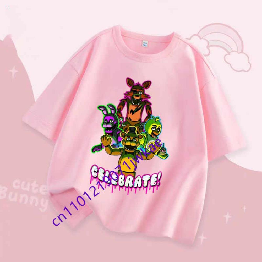 Летняя модная футболка для мальчиков и девочек, детская одежда FNAF, дышащие футболки, детская одежда Five Nights At Freddy, милый топ с коротким рукавом