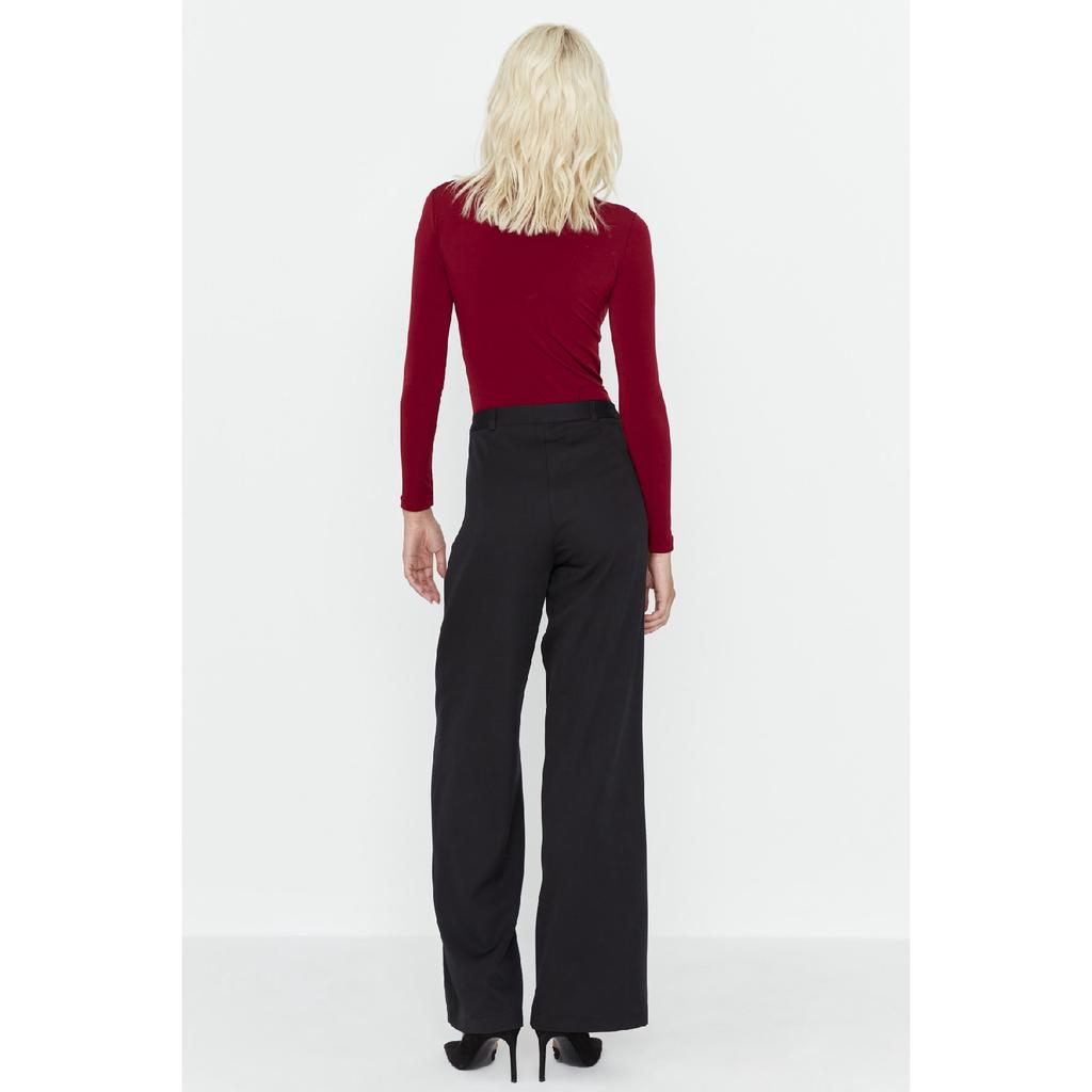 Brown Wide Leg Pleated Woven Trousers Twoaw22pl0475