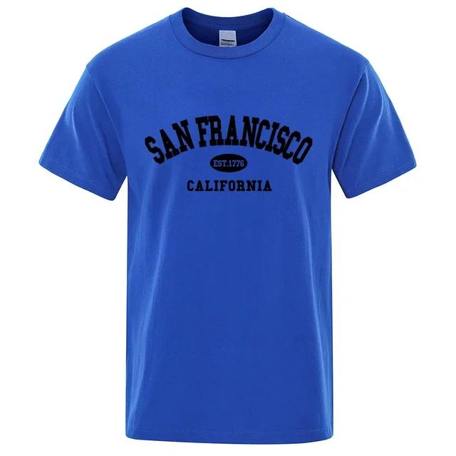 Sanfrancisco Est.1776 California Letter Футболки Мужская мода Большие топы Летняя футболка Свободная дизайнерская роскошная футболка Одежда