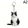 Women Cute Acrylic Cat Key Chains Lovely Black White Cat Pendant Children Funny Keychains Girls Schoolbag Ornament Jewelry