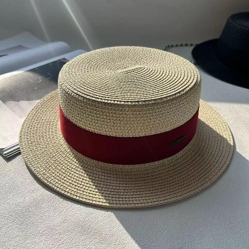 New hat women's spring and summer flat top top hat adjustable French British sunshade sunscreen travel versatile seaside