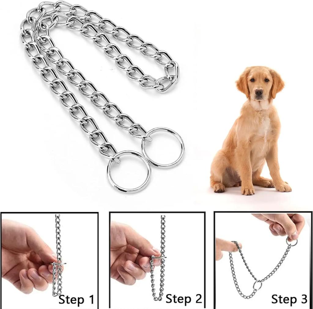 Stainless Steel Slip Chain Collar Pet P Snake Chain Collar Dog Choke Adjustable Dog Training Choke Pitpull Collar For Bulldog