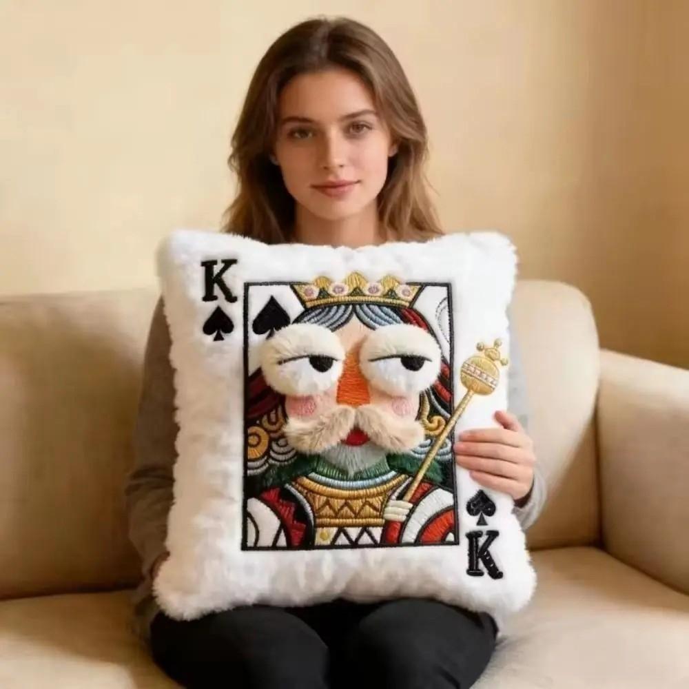 Soft Plush Embroidered Pillow Cartoon Patchwork Pillow Funny Big Eyes Pillow Living Room Decor