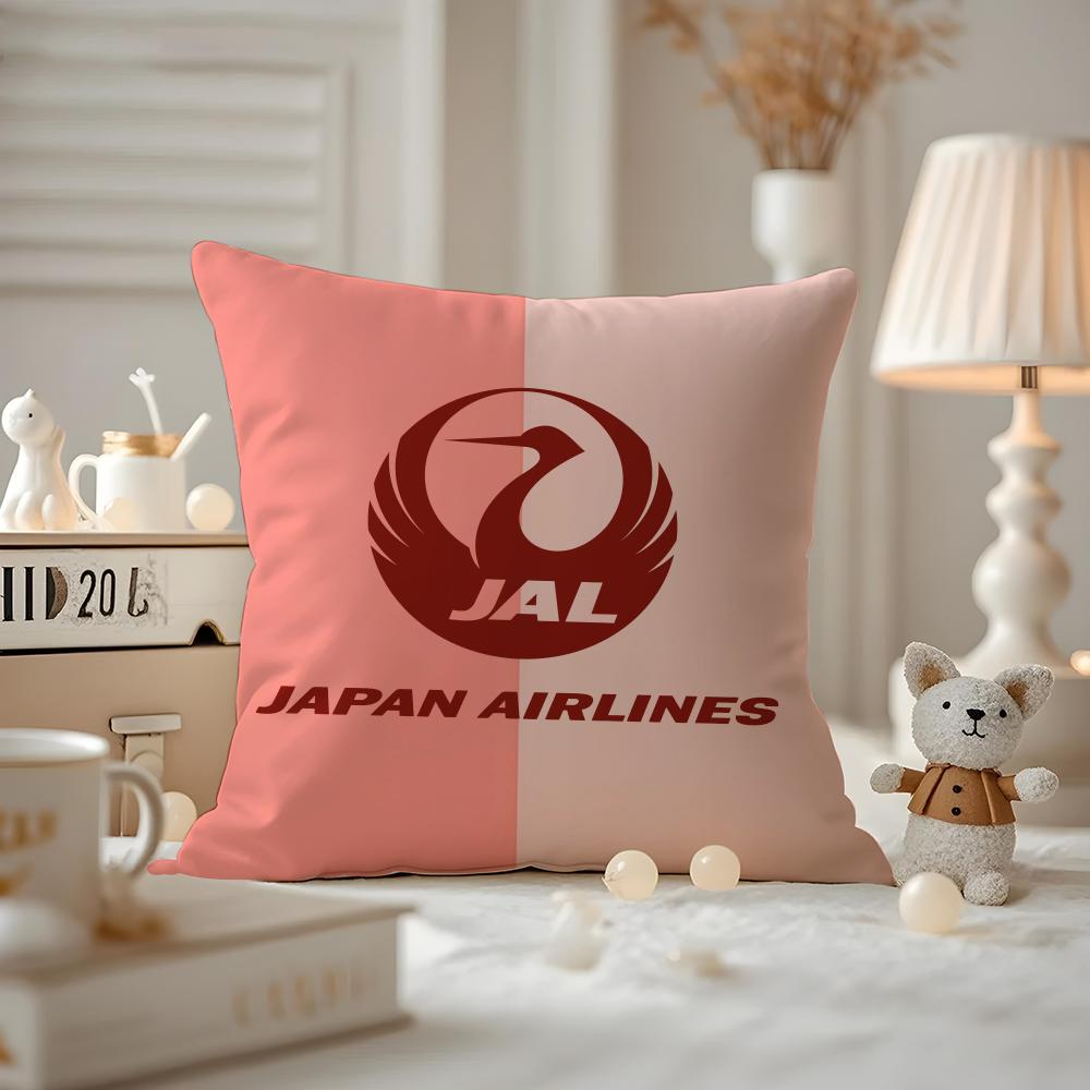 Japan Airlines Чехол для подушки Противопылевой наволочка Невидимая молния Шелковистый короткий плюш Чехол для диванной подушки