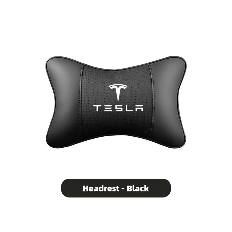 ALV1 For Tesla Model 3 Model S Model X Model Y Cybertruck Roadster SpaceX Car Seat Leather Headrest Waist Cushion Lumbar Pillow