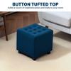 Velvet Feel Square Ottoman Blue