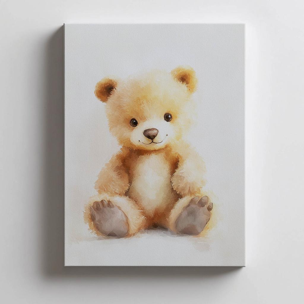 Pluszowy Uroczy Miś Pluszowy Uroczy Miś, 70X100 Cm, Rama Drewniana Jasny Dąb, Papier Matowy 230 Gsm