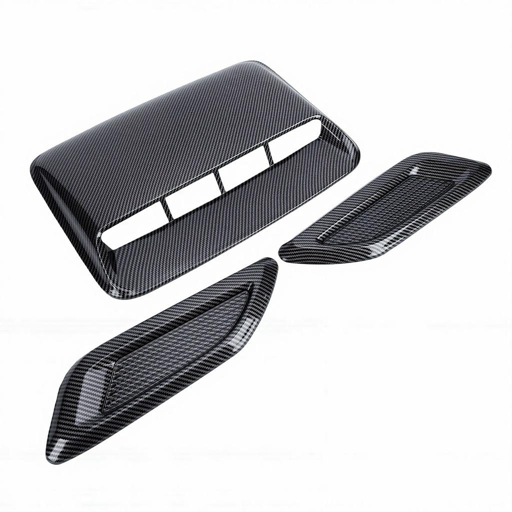 Car Hood Air Flow Vent Decorative Kit Carbon Fiber Pattern Modification Hood Scoop and Side Vents