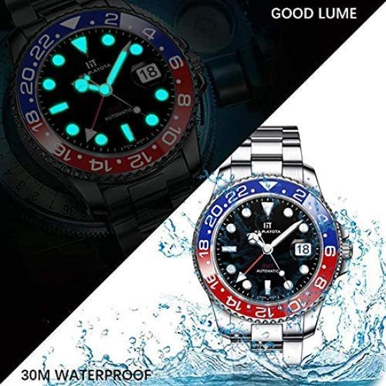 HAMAYOTA GMT Master Style Автоматические часы Pepsi Керамический безель Дайверские 20ATM Мужские часы
