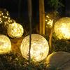 Solar Glass LED Plug Lights - Cracked Glass Design for Outdoor Gardens and Steps, Waterproof