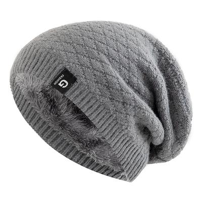 Новые зимние шапки унисекс с напуском и меховой подкладкой для мужчин и женщин, теплая шапка-бини, повседневная этикетка с декором, зимние вязаные шапки