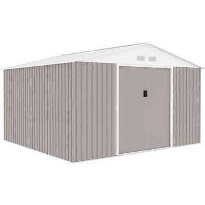 Металлический садовый навес 10,85 м² - 340 x 319 x 210 см - JUPITER - В комплекте крепеж, 2 раздвижные двери - Цвет: крот