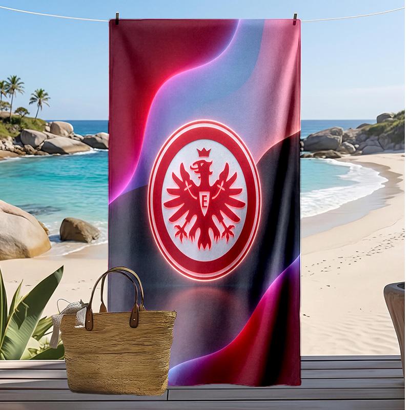 Пляжное полотенце Eintracht Frankfurt Football Print, Большое Мягкое Быстросохнущее Полотенце для Пляжа Кемпинга Плавания
