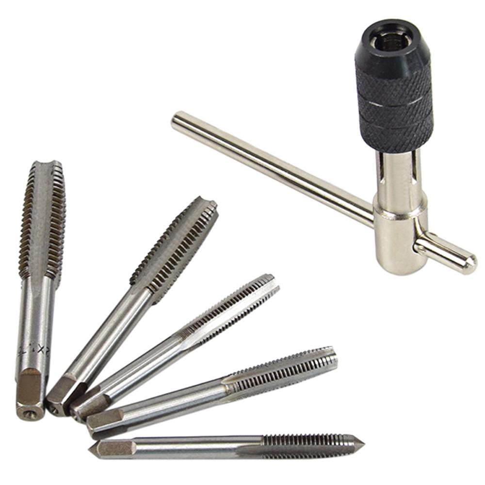 Handle Ratchet Tap  with 5pcs M3-M8 Machine Screw Thread Metric Plug Tap