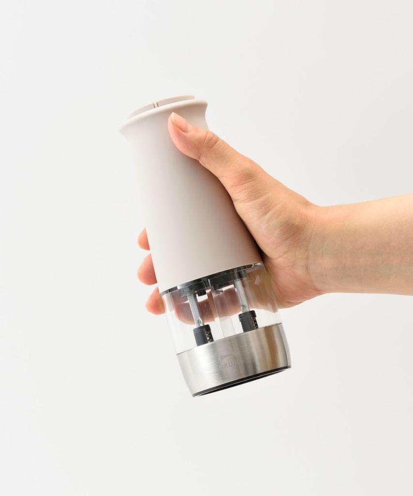 BRUNO Electric Pepper Mill, Single-Handed, Two-in-One, Double-Automatic Spice Mill, Stylish Greige (BHK298-GRG)