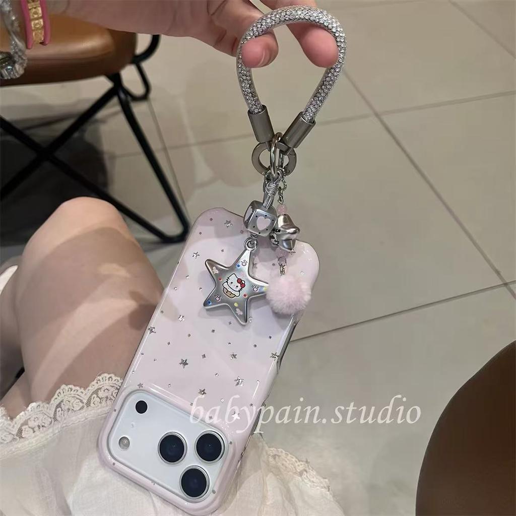 Корейские милые звезды подходят для чехла на мобильный телефон iPhone17promax Apple 16pro серебристый держатель-сердечко