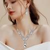 Exaggerated Water Drop Necklace Earrings Set Crystal Women's Necklace Rhinestone Jewelry Set Women
