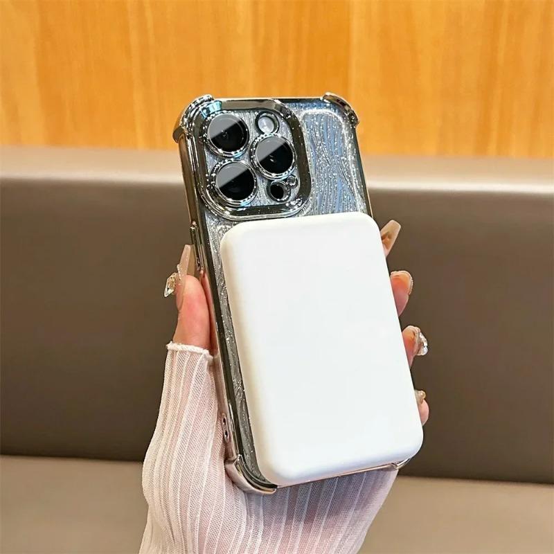 Чехол с блестками, водяной узор, логотип, отверстие, магнитная подставка для iPhone 16 15 14 13 12 11 Pro Max Plus X Xr Xs Max, противоударный чехол с подушкой безопасности