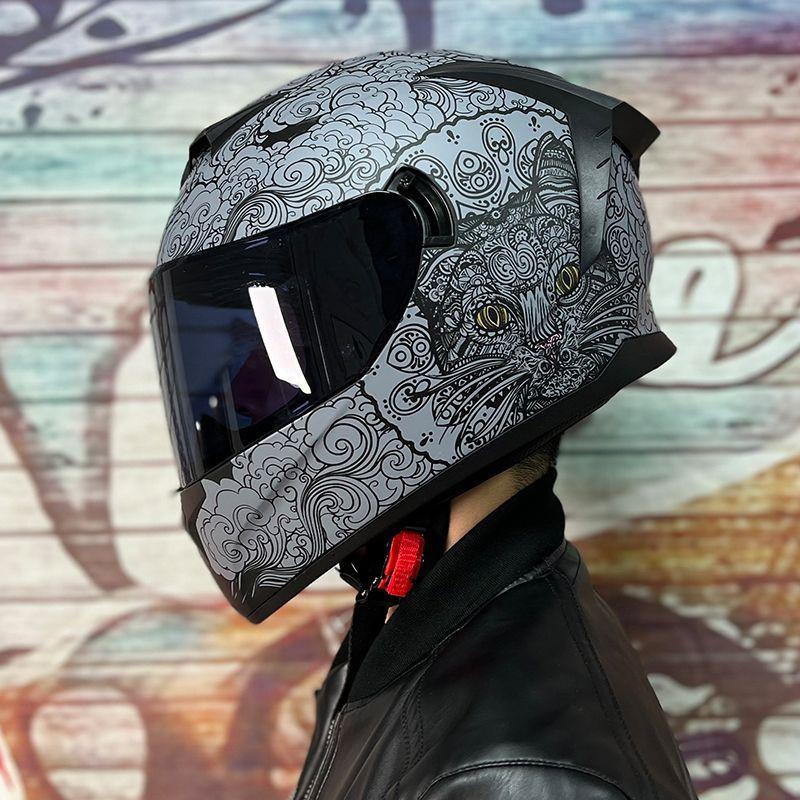 LVS Full Face Motorcycle Helmet Men Women Racing Style Glossy Colorful Design DOT Approved Size S M L XL
