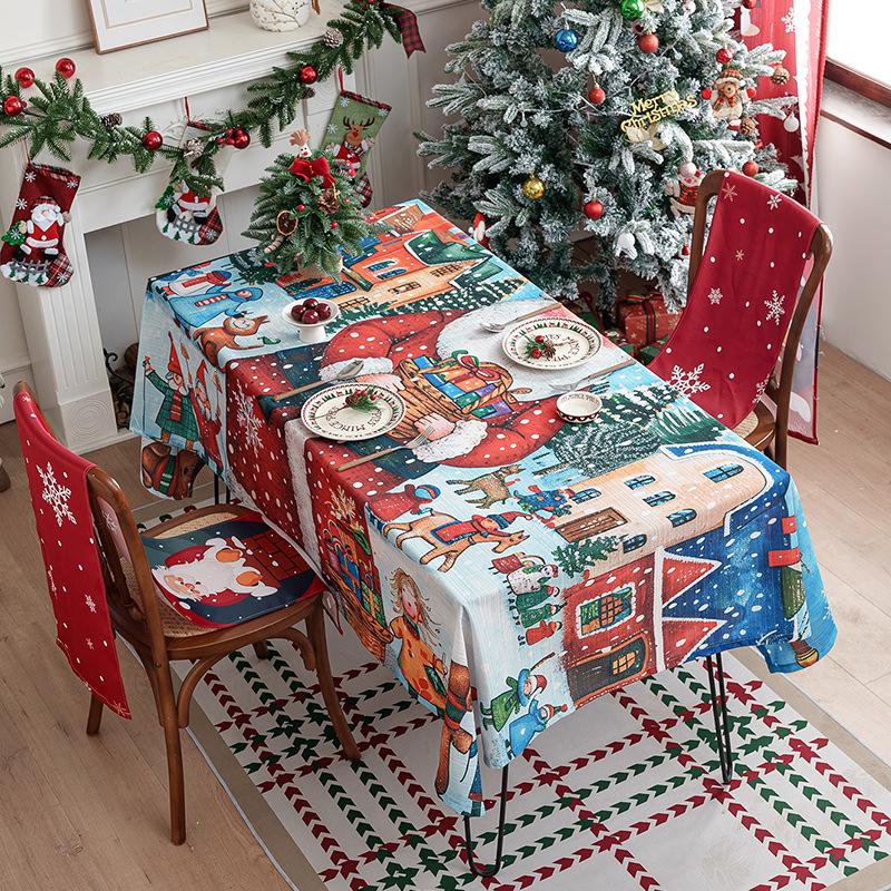American Tablecloth Christmas Theme Table Cloth Printed Christmas Green Tablecloth Holiday Decorative Tablecloth Manufacturer