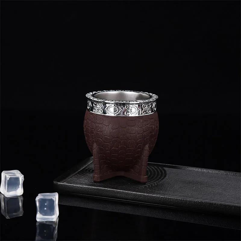 Набор для чая из матовой нержавеющей стали с двойными стенками, контейнер для кофе, кофейные чашки с плоским дном, текстурная чашка-яичная скорлупа, идеально подходит для чая