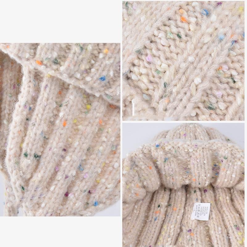 Warm Autumn Winter Women Thicken Ear Protector Hat Cold Outdoor Knitted Cap Sweet Cute Colorfully Hats