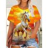 Летние animal horse ретро 3D-принт футболки женские повседневные с коротким рукавом футболка стритвир с круглым вырезом топы женская одежда
