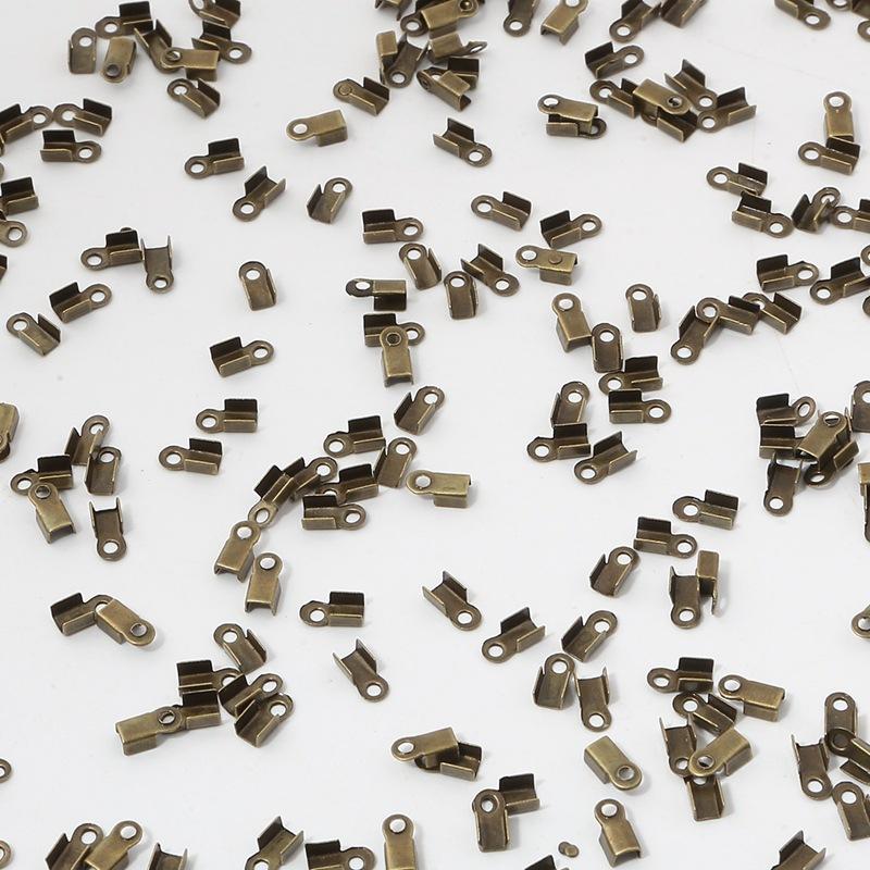 200pcs/lot Stainless Steel Round Cord Crimp Bead Never Fade Gold Steel End Cap Fastener Connector Fit DIY Leather Jewelry Making